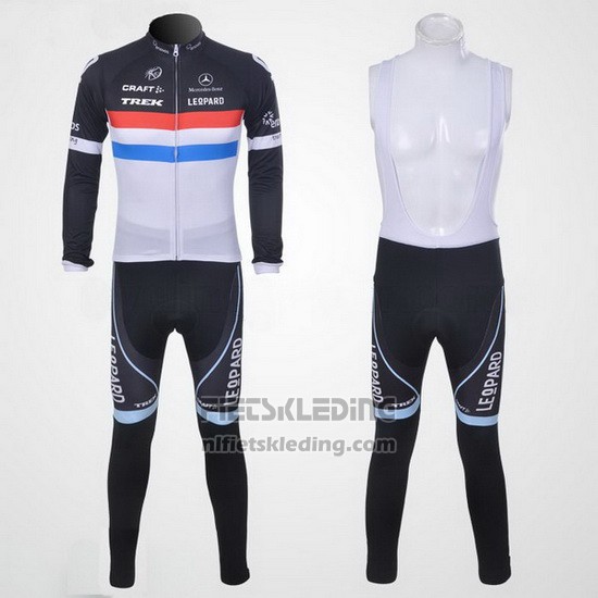 2011 Fietskleding Trek Leqpard Kampioen Frankrijk Zwart en Wit Lange Mouwen en Koersbroek